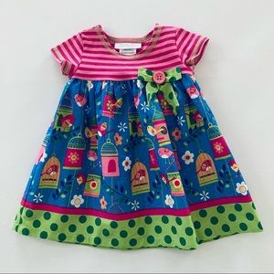 Bonnie Baby Girl Birdie Floral Dress Colorful